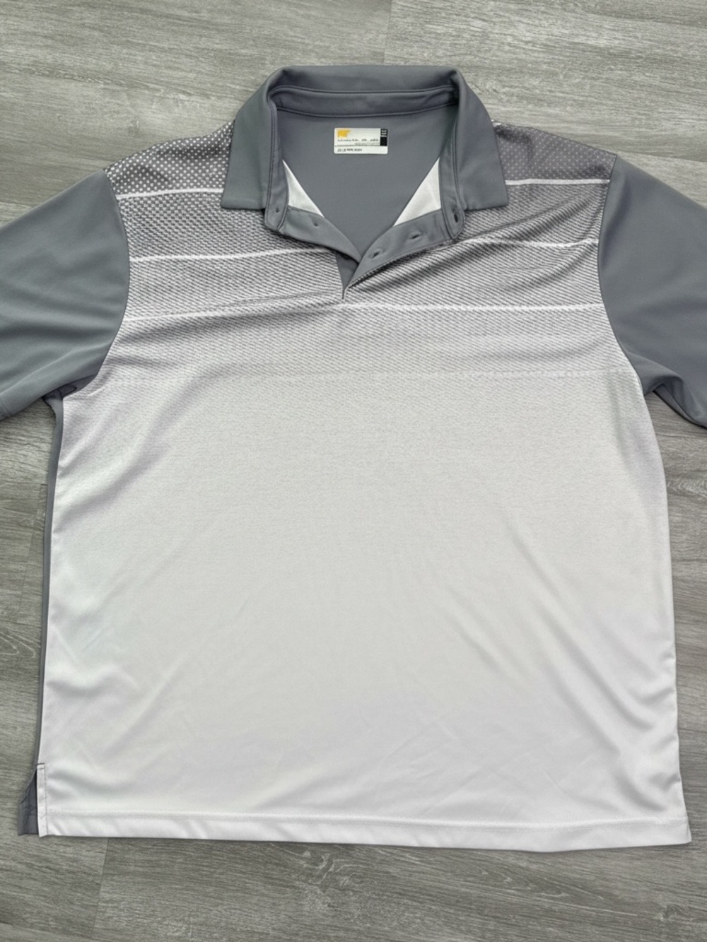 Men's Grey Gradient Performance Polo - Moisture-Wicking Short Sleeve